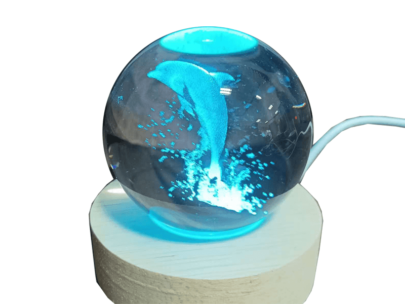 Kristallen bol met dolfijn 60mm