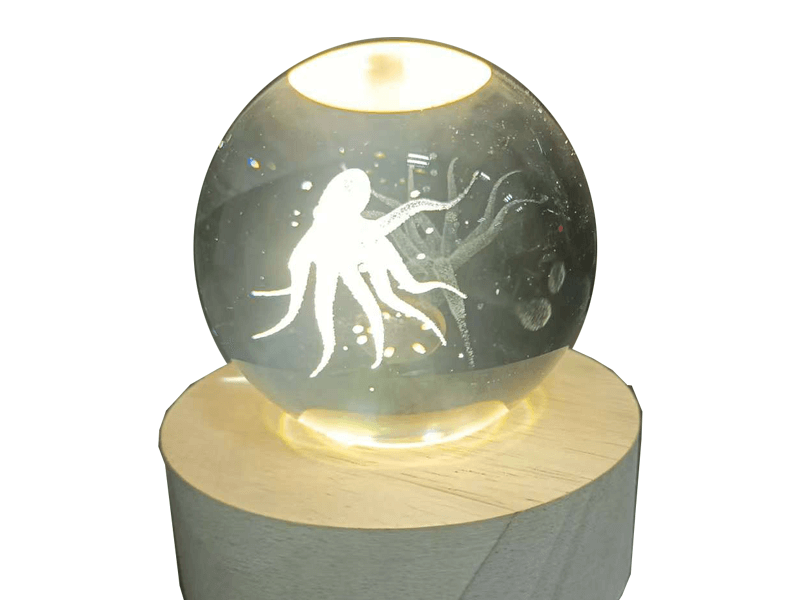 Kristallen bol met octopus 60mm