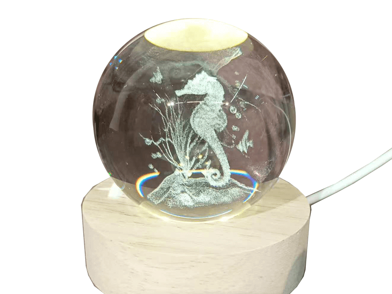 Kristallen bol met zeepaard 60mm