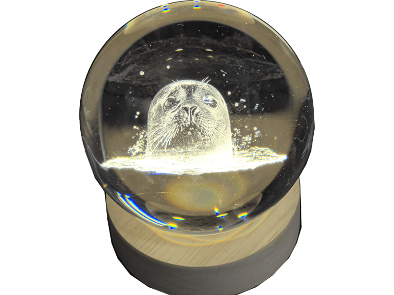 Kristallen bol met zeehond 80mm