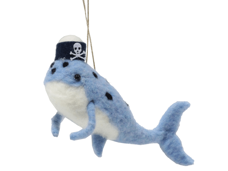 Vilten hanger walvis met pet