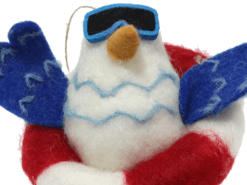 Vilten hanger meeuw met boei