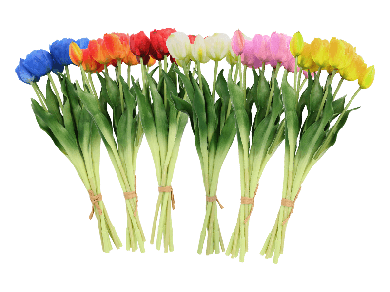 Luxe bos kunstof tulpen, 6 kleuren