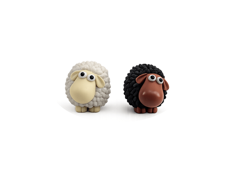 Magneet schaap zwart of wit, 2ass.
