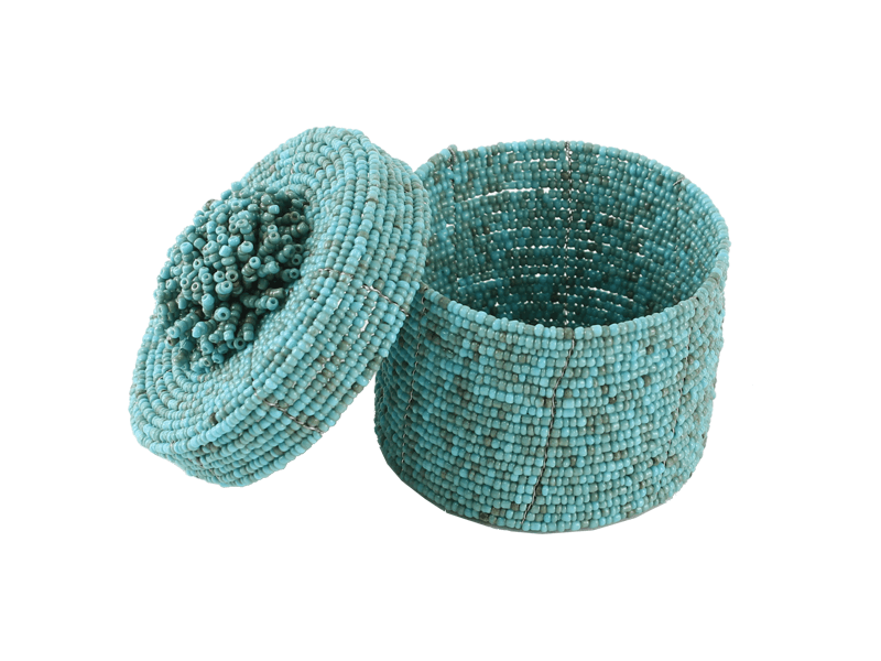 Kralendoosje turquoise rond 9cm Kralendoosje turquoise rond 9cm