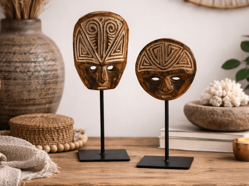 Masker hout op staander ovaal 21cm