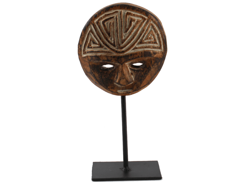 Masker hout op staander rond 19cm Masker hout op staander rond 19cm
