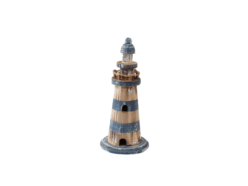 Vuurtoren bl/wit washed 20cm decor Vuurtoren bl/wit washed 20cm decor