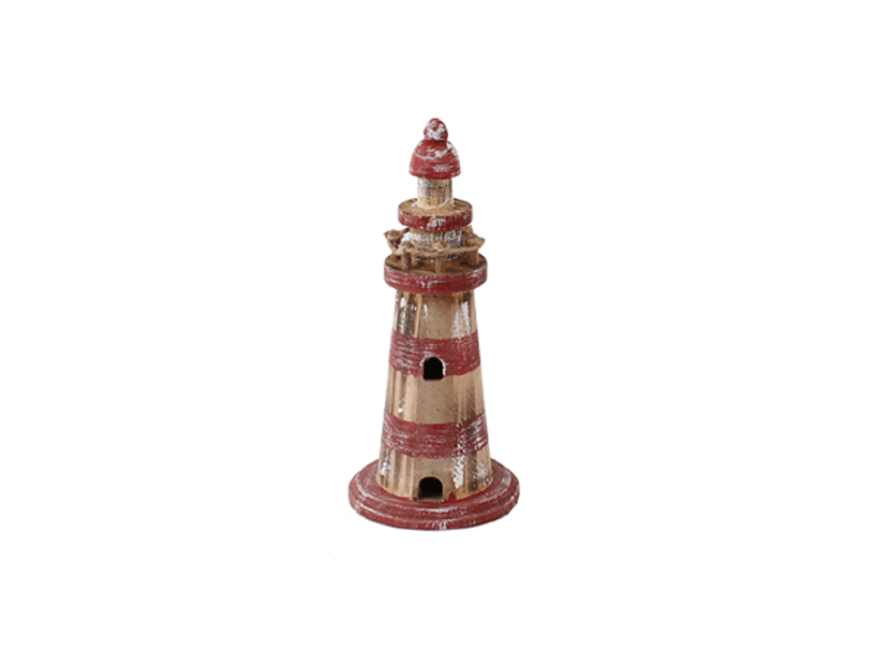 Holz Leuchtturm R/W washed mit dekor 20cm Holz Leuchtturm R/W washed mit dekor 20cm