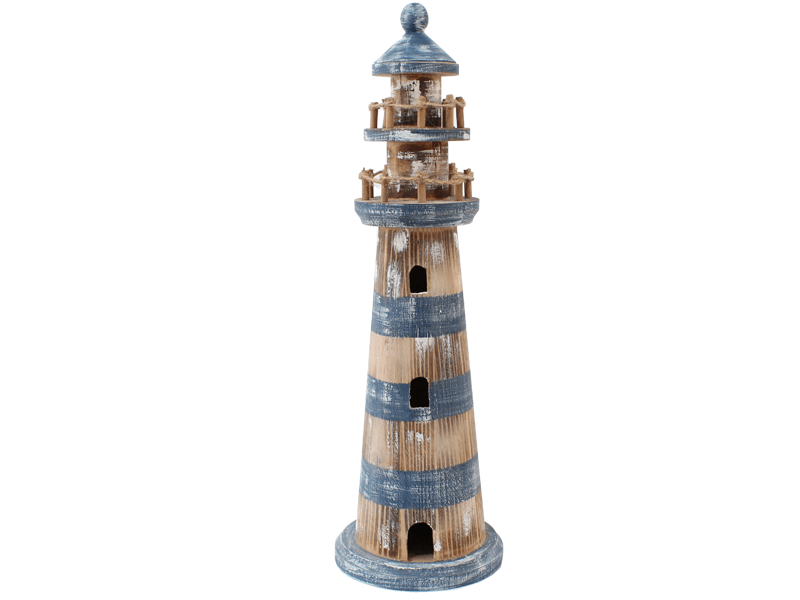 Holz Leuchtturm BL/W washed mit dekor 46cm Holz Leuchtturm BL/W washed mit dekor 46cm