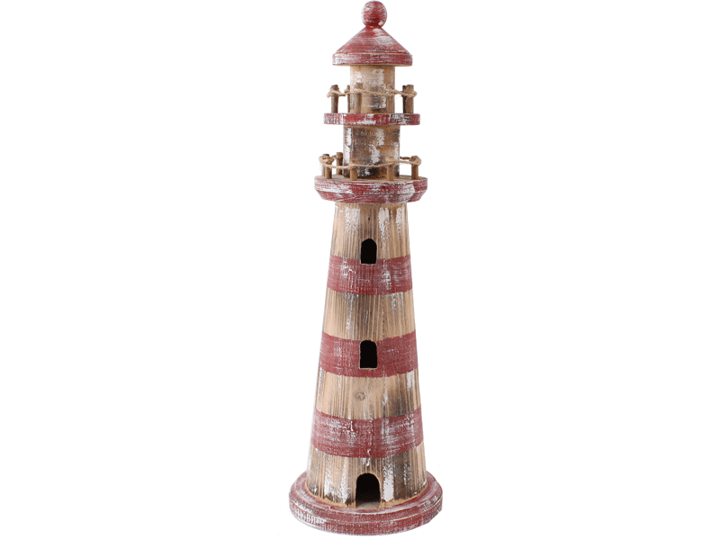 Holz Leuchtturm R/W washed mit dekor 46cm Holz Leuchtturm R/W washed mit dekor 46cm