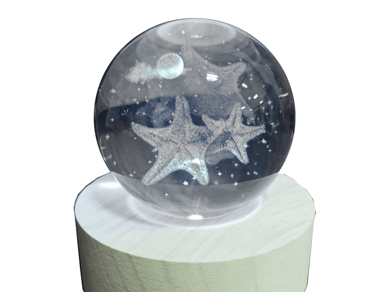 Kristallen bol 2 zeesterren 60mm