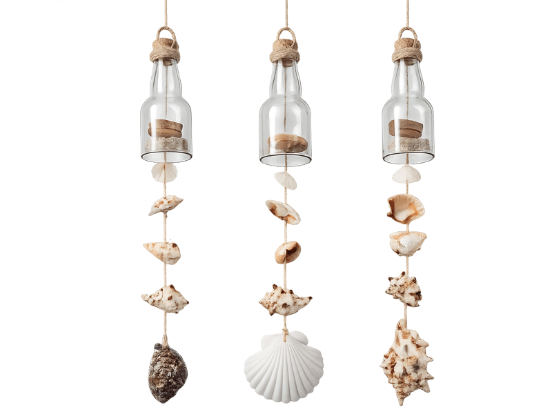 3 hangers van 1 flesje met schelpen