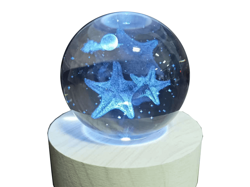 Kristallen bol 2 zeesterren 60mm