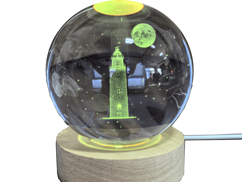 Kristallen bol vuurtoren TEXEL 80mm