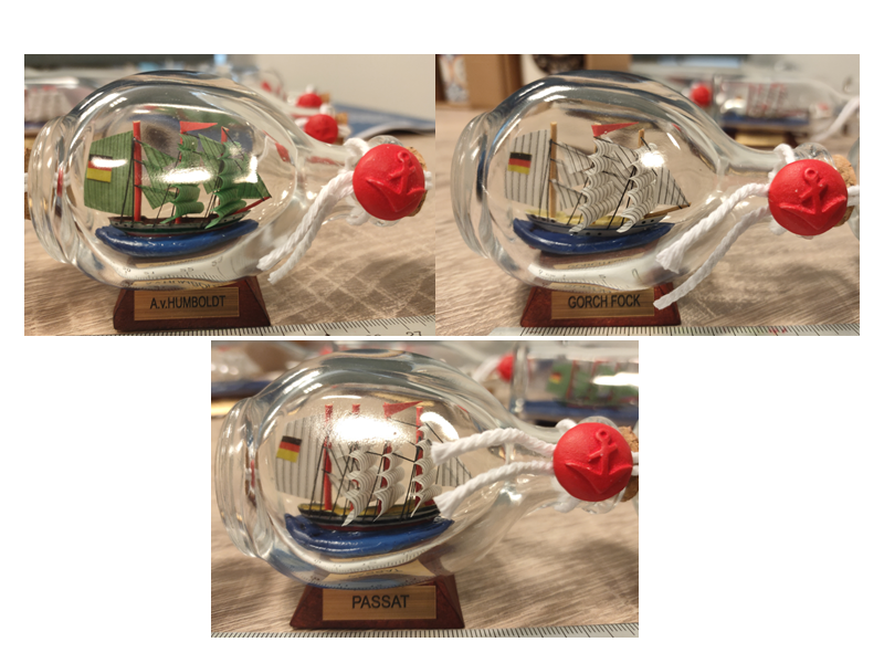 Boot in fles 9cm - 3 modellen