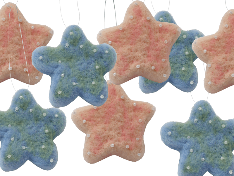 Vilten zeester blauw