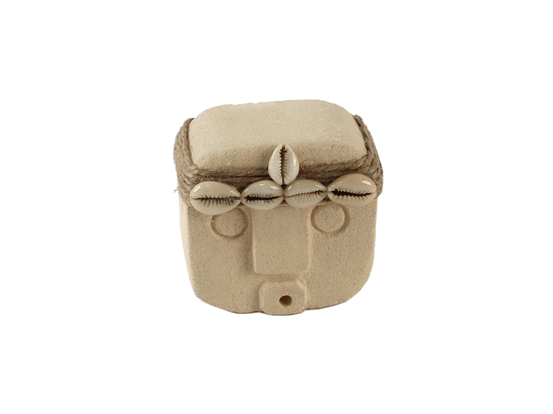 Stenen beeldje gezicht schelpjes7cm Stenen beeldje gezicht schelpjes7cm