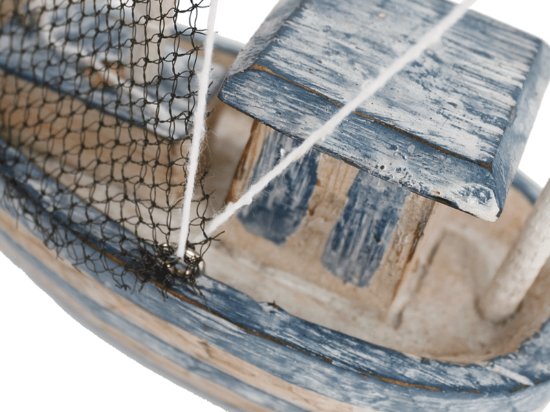 Vissersbootje deco washed blue 22cm Vissersbootje deco washed blue 22cm