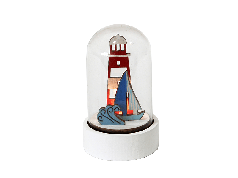 Stolpje met vuurtoren r/w en LED Stolpje met vuurtoren r/w en LED