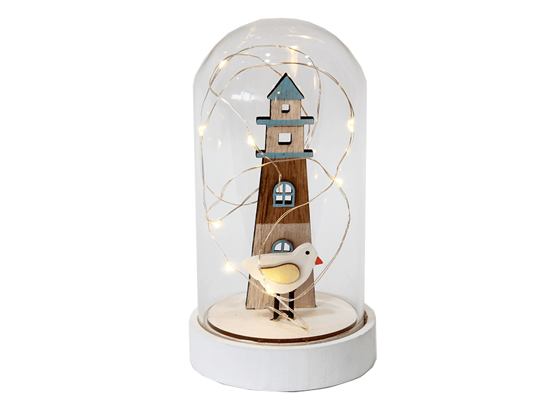 Stolp met vuurtoren bl/w en LED Stolp met vuurtoren bl/w en LED