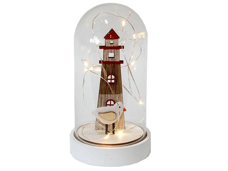 Stolp met vuurtoren r/w en LED Stolp met vuurtoren r/w en LED