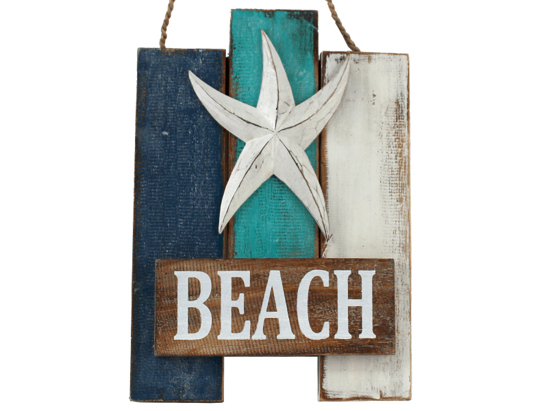 Tekstbord Beach met zeester 34cm Tekstbord Beach met zeester 34cm
