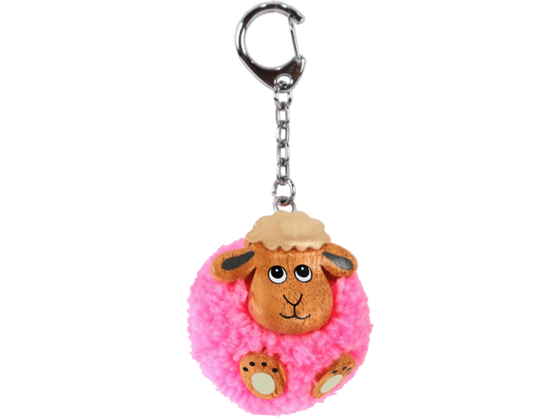Pom pom sleutelhanger schaap roze Pom pom sleutelhanger schaap roze
