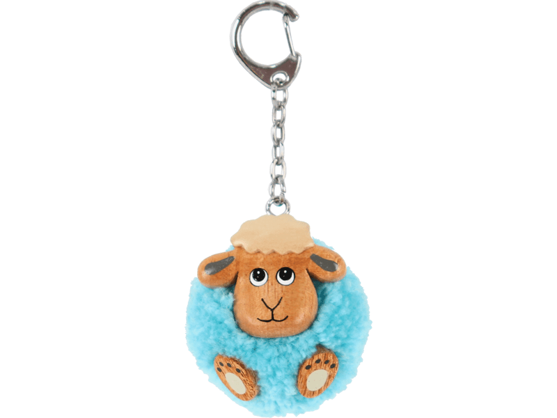 Pom pom sleutelhanger schaap blauw Pom pom sleutelhanger schaap blauw