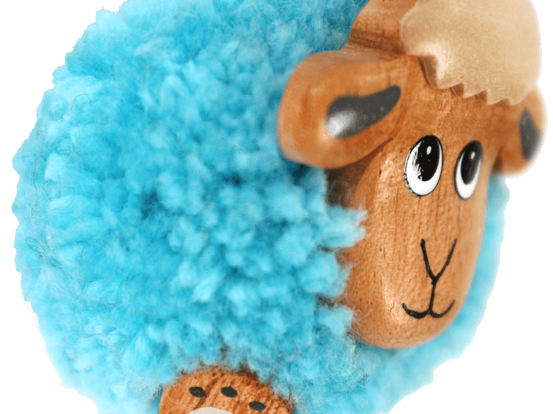 Pom pom magneet schaap blauw Pom pom magneet schaap blauw