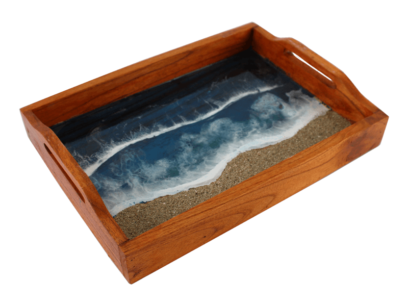 Dienblad hout epoxy strand 36x26cm Dienblad hout epoxy strand 36x26cm