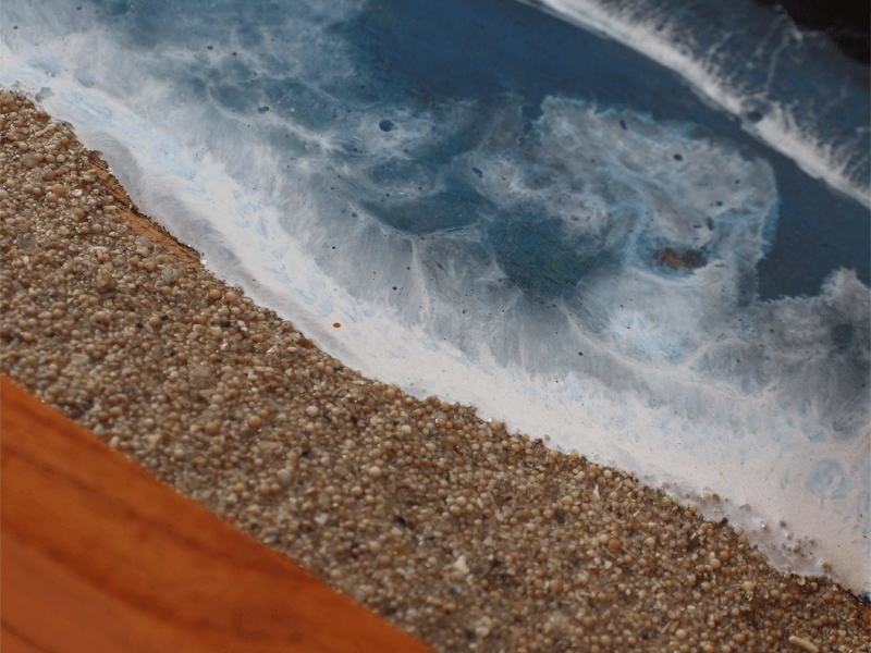 Dienblad hout epoxy strand 36x26cm Dienblad hout epoxy strand 36x26cm