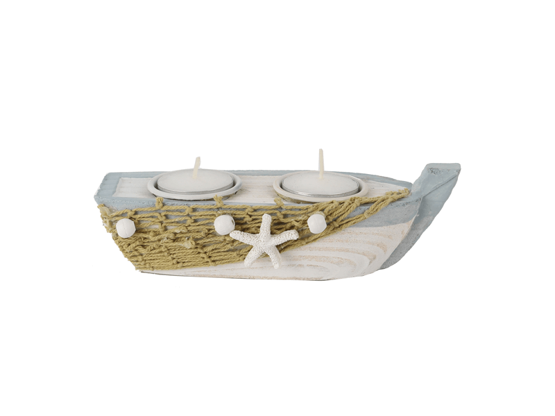 Boat as tealight holder for 2 basic candles Boat as tealight holder for 2 basic candles
