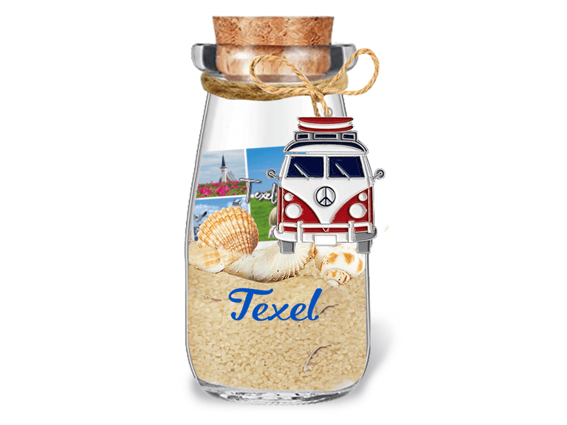 Flesje met zand en bedel TEXEL Flesje met zand en bedel TEXEL