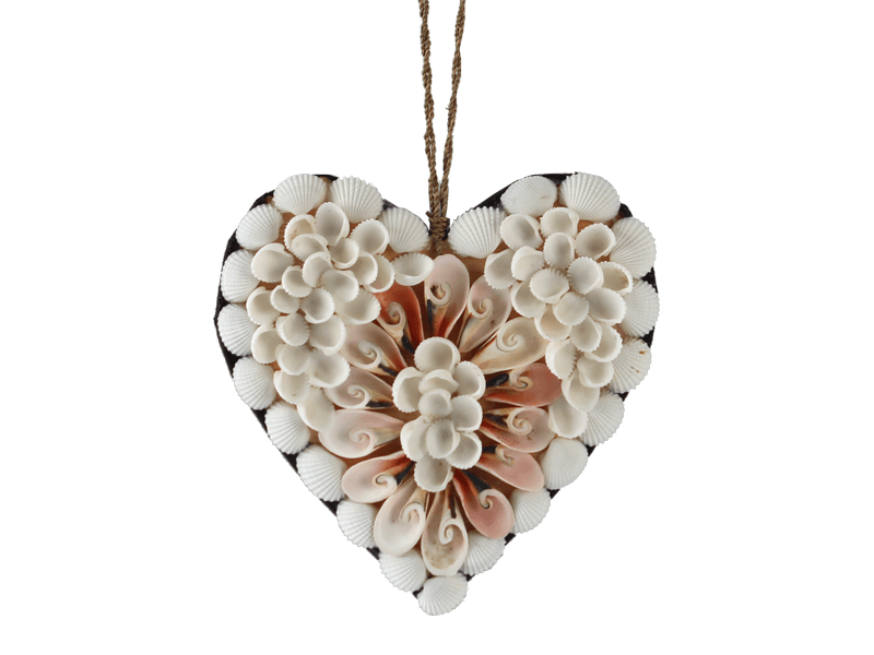Schelpen decoratie hart wit roze Schelpen decoratie hart wit roze