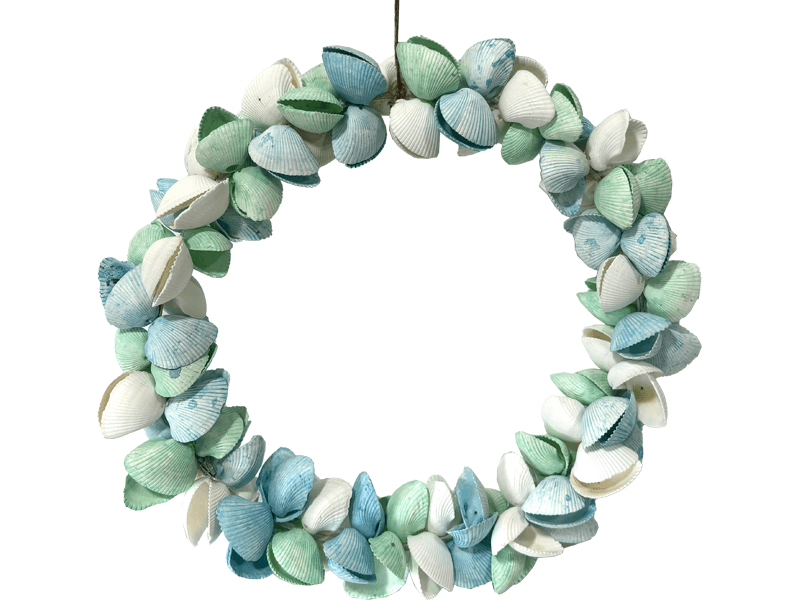 Schelpen Ark krans blauw/groen 30cm