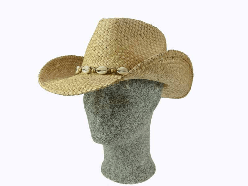 52682 Straw cowboy hat with shells Gerkimex