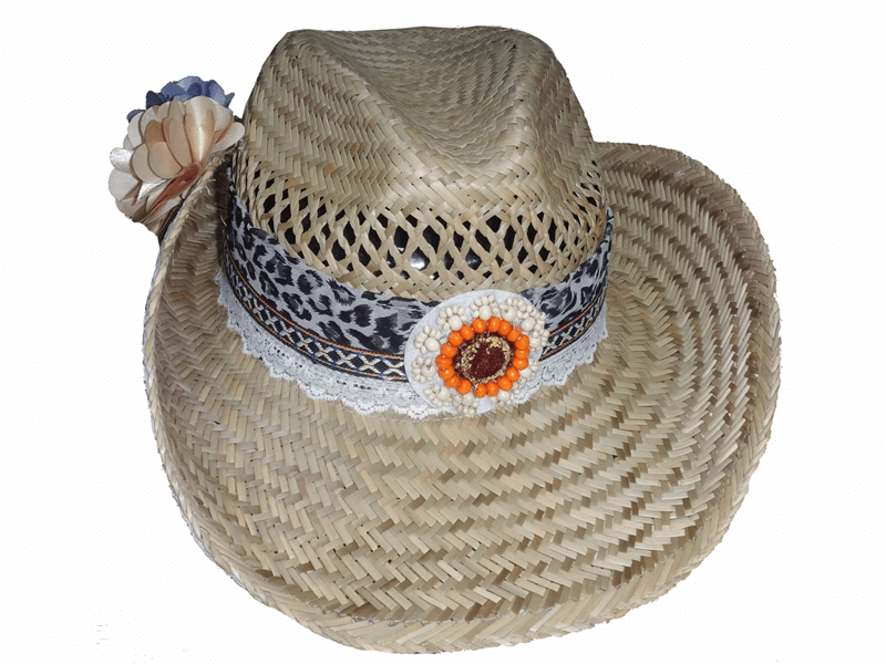Ladies cowboy hat model sunhat with flowers and beats Ladies cowboy hat model sunhat with flowers and beats