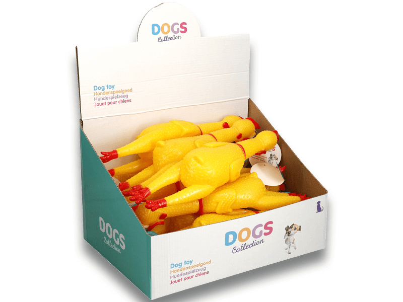 Hondenspeelgoed kip met geluid 32cm