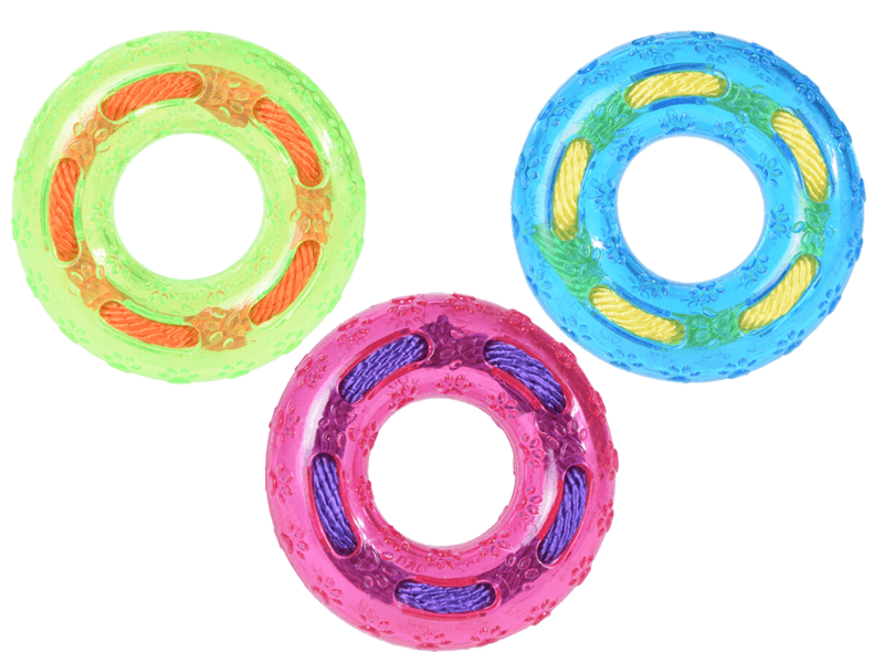 Hondenspeelgoed TPR bijtring 3ass.