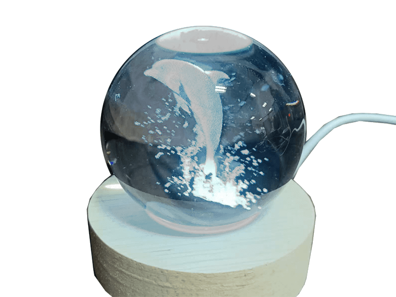 Kristallen bol met dolfijn 60mm