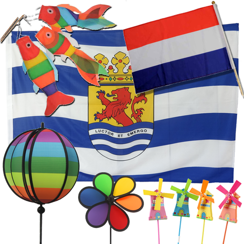 Moulins à vent et drapeaux