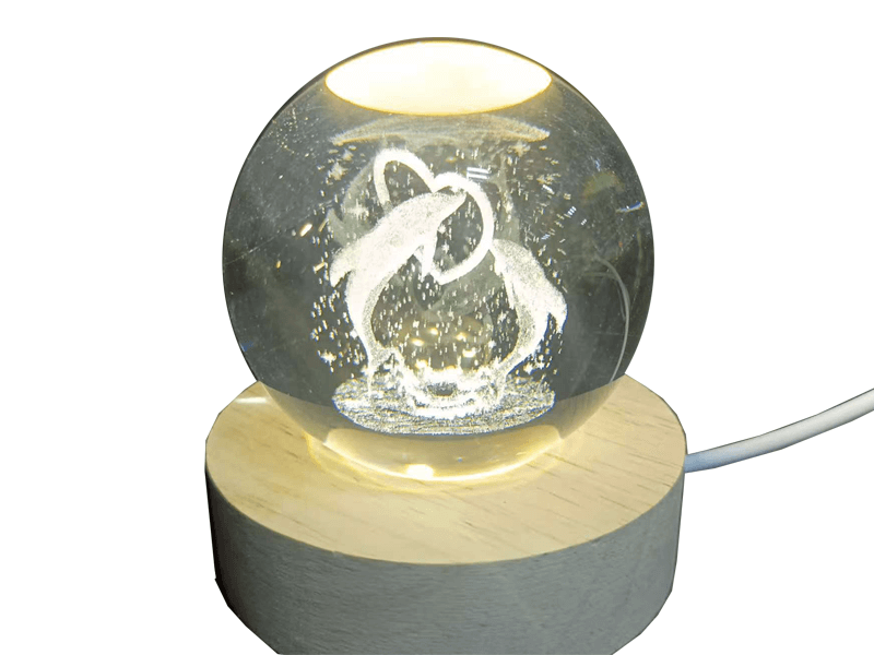 Kristallen bol met 2 dolfijnen 60mm