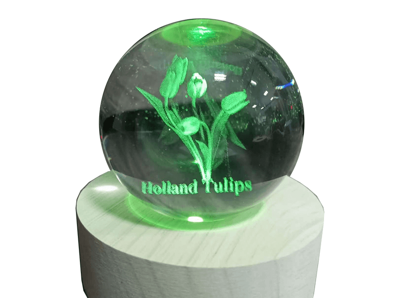 Kristallen bol Holland tulips 60mm