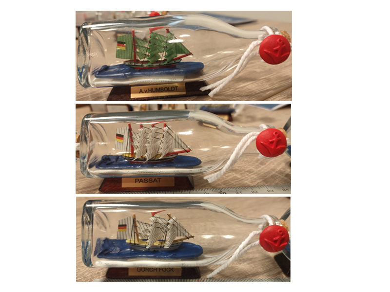 Boot in fles 12cm - 3 modellen