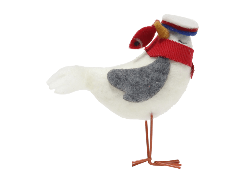 Vilten staande meeuw met pet