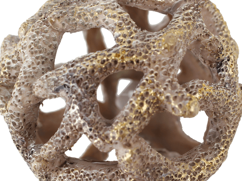 Koraal deco bal goud 9cm