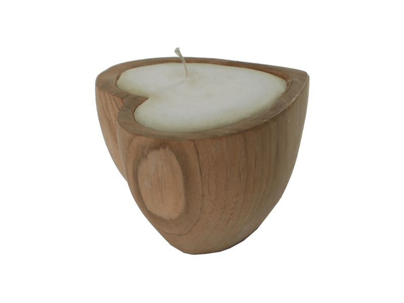 Houten hart met kaars 9cm Houten hart met kaars 9cm