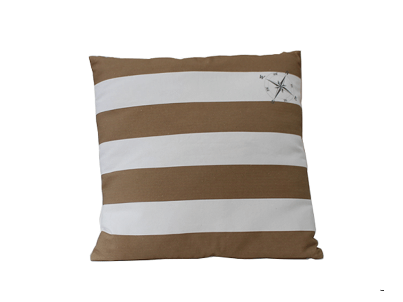 Kussen gestreept met print, taupe Kussen gestreept met print, taupe