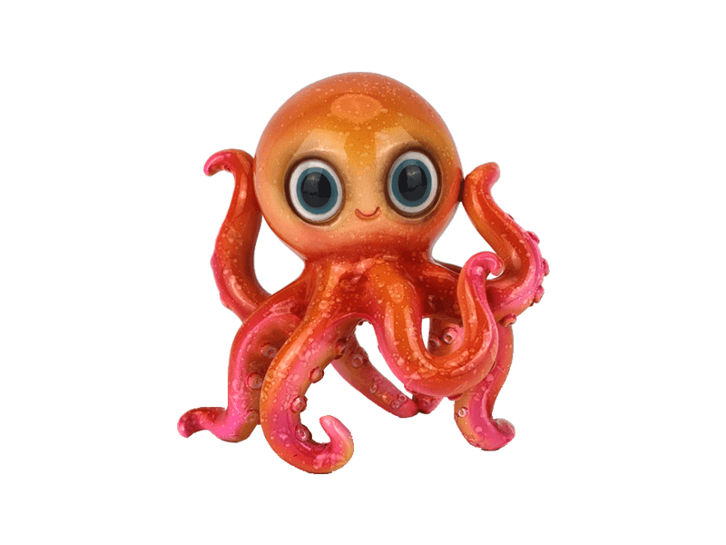 Octopus rood, hoogte 12cm